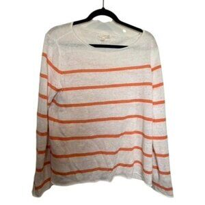 Eileen Fisher 100% Linen Striped Sweater – Size L Coastal Minimalist Resort Wear